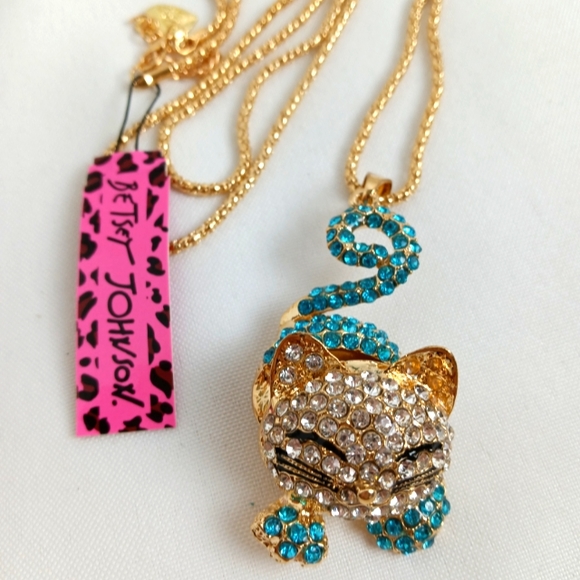 Betsey Johnson Totoro Kitty Cat Blue Rhinestones NWT NEW 26" Anime - Picture 2 of 8